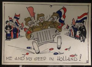 Mint Canada Color Picture Postcard Me And My Jeep  In Holland WW2