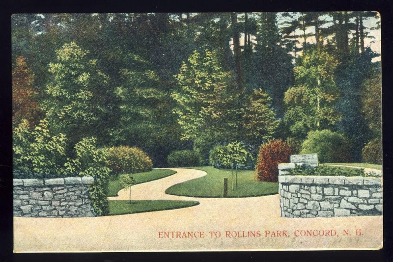 Concord, New Hampshire/NH Postcard, Rollins Park Entrance