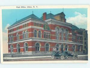 W-Border OLD CAR AT POST OFFICE Utica New York NY d8936