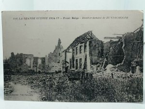 The Belgium Front 1914 - 1917 Bombardment of Zuydschoote Antique WW1 Postcsrd