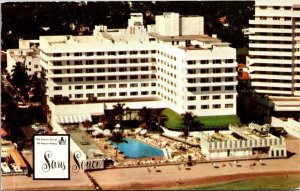 Sans Souer Miami Beach Florida FL Air View Swimming Pool Postcard VTG UNP Unused 