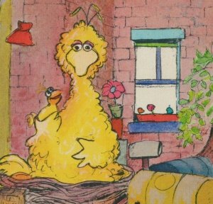 c1980 Sesame Street Big Bird drawing sent from Guam USPO mark postcard C211 