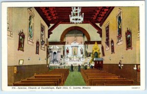 CIUDAD JUAREZ, MEXICO   Interior CHURCH OF GUADALUPE Built 1652  c1940s Postcard