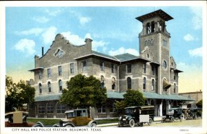 Beaumont Texas TX City Hall Police Cars & Truck 1900s-20s Vintage Postcard