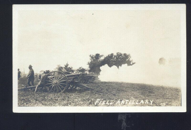 WWI WORLD WAR 1 BATTLE ACTION FIELD ARTILLARY CANNON REAL PHOTO POSTCARD