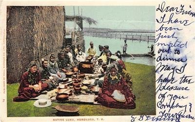 NATIVE LUAU Honolulu, T.H. Hawaii 1906 Vintage Postcard
