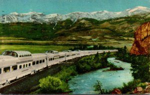 Trains California Zephyr Going Through Rocky Mountains and Feather River Cany...