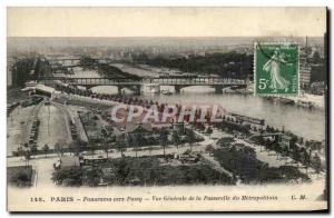 Old Postcard Panorama Paris to Passy Vue Generale of the Metropolitan Metro G...