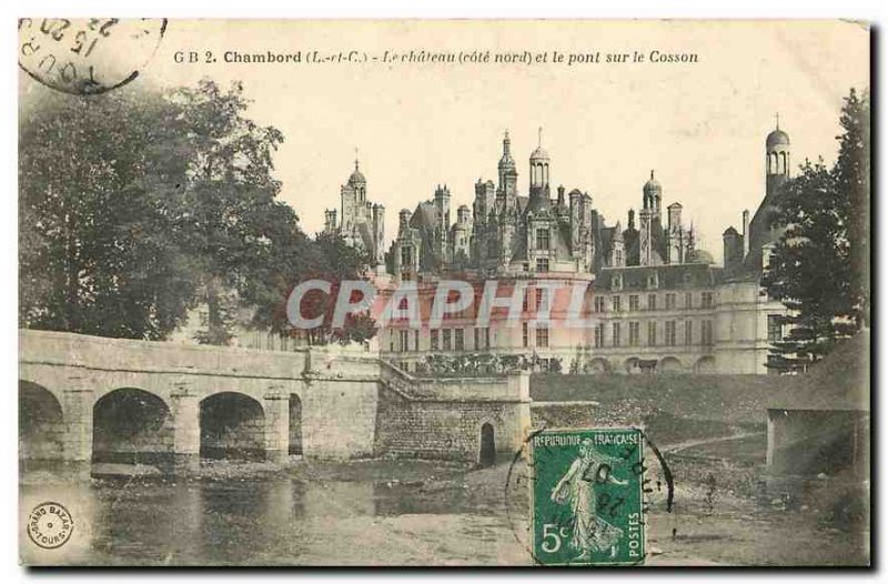 Old Postcard Chambord L and C the rating Chateau north and the bridge over th...