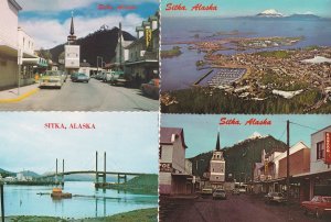 Sitka Alaska Main Street Boats Ships Aerial 4x Postcard s