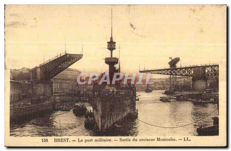 Old Postcard Brest military port output montcalm cruiser