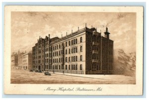 1915 Mercy Hospital, Baltimore Maryland MD Antique Postcard