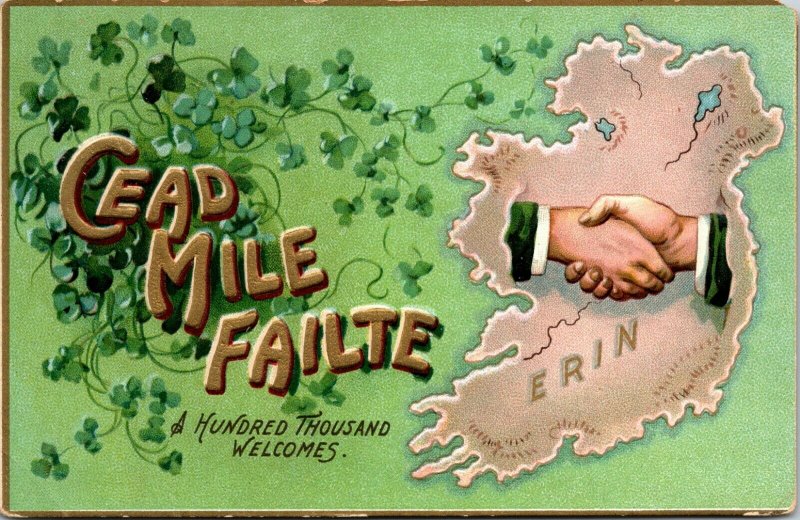 ST. PATRICK’S DAY – Erin - The Emerald Isle - Embossed Tuck Postcard