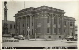 Aberdeen MS City Hall c1950s Real Photo Postcard jrf 
