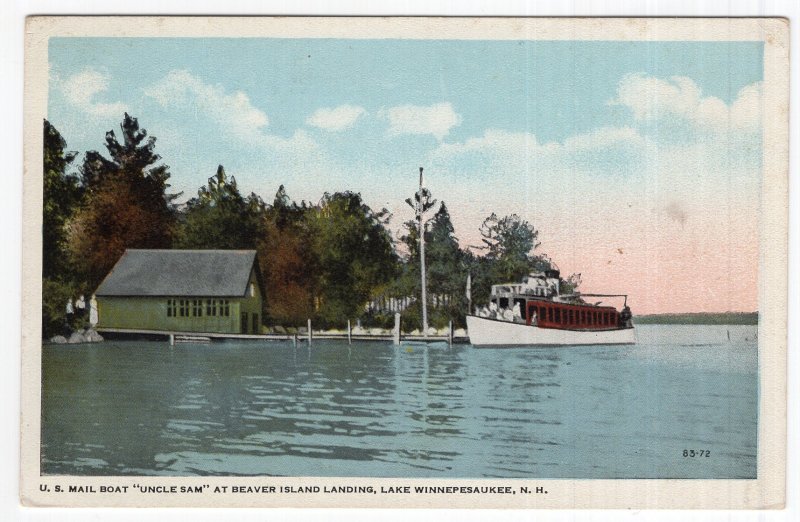 Lake Winnepesaukee, N.H., U.S. Mail Boat Uncle Sam At Beaver Island Landing