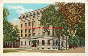 IN, Evansville, Indiana, Masonic Temple, Exterior View, Curteich No 62297-N
