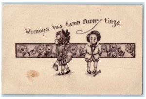 1910 Little Boy Woman Vas Tamn Funny Tings Cobb Shinn Artist Signed Postcard