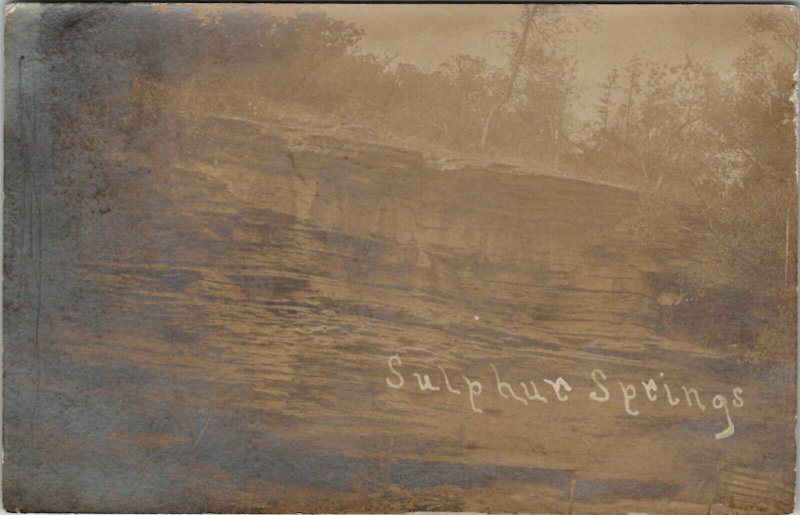 RPPC Sulphur Springs Arkansas Man Cave Cliff Side 1908 Thurman Iowa Postcard V12