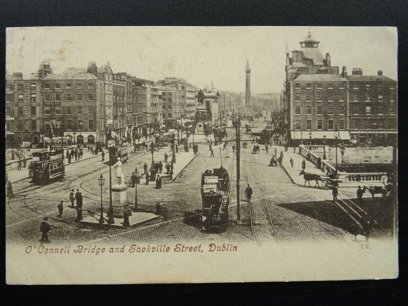 Ireland DUBLIN Sackville Street & O'Connell Bridge c1905 Postcard by Valentine