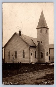 J87/ Hebron Ohio RPPC Postcard c1910 Baptist Church Building  715