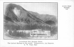 Arrowhead Hot Springs Hotel, G.W. Tape, Mgr California Pre-1907 Vintage Postcard