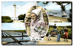 Modern Postcard Island of Re Lighthouse whales Folklore Kit Shirt Donkey Salt...