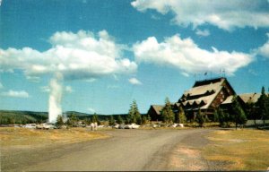 Yellowstone National Park Old Faithful Inn and Old Faithful Geyser