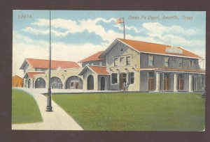 AMARILLO TEXAS SANTA FE RAILROAD DEPOT TRAIN STATION VINTAGE POSTCARD