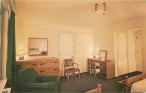 Sun Valley Idaho Lodge Guest Room interior Union Railroad 1940s Postcard 21-5599