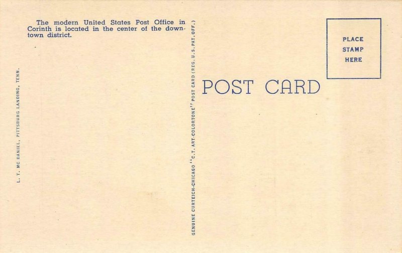 CORINTH, MS Mississippi  POST OFFICE  Alcorn Co  c1940's Curteich Linen Postcard