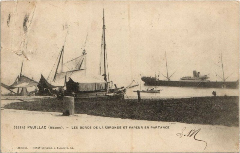 CPA PAUILLAC-Les Bords de la Gironde et Vapeur en Partance (28481)