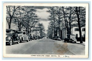 Lower Radcliffe Street Bristol Pennsylvania Old Cars Vintage Antique Postcard 