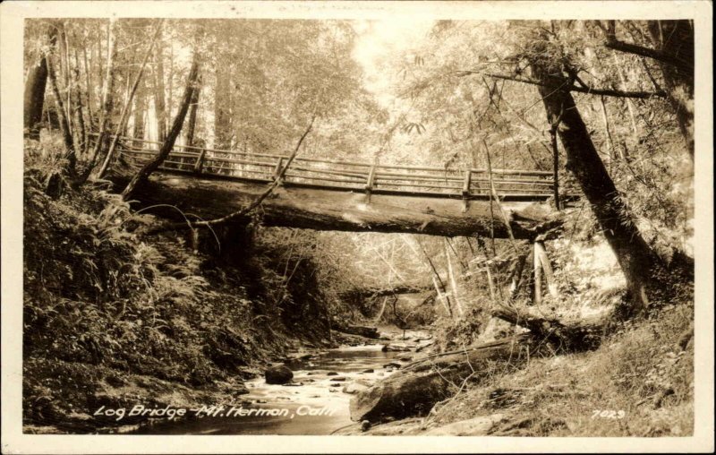 Mt Hermon California CA Log Bridge Real Photo Vintage Postcard