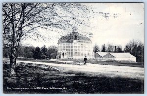 1908 DRUID HILL PARK BALTIMORE MD CONSERVATORY ROTOGRAPH ANTIQUE POSTCARD
