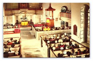 Bruton Parish Church Williamsburg Virginia Postcard Interior View 