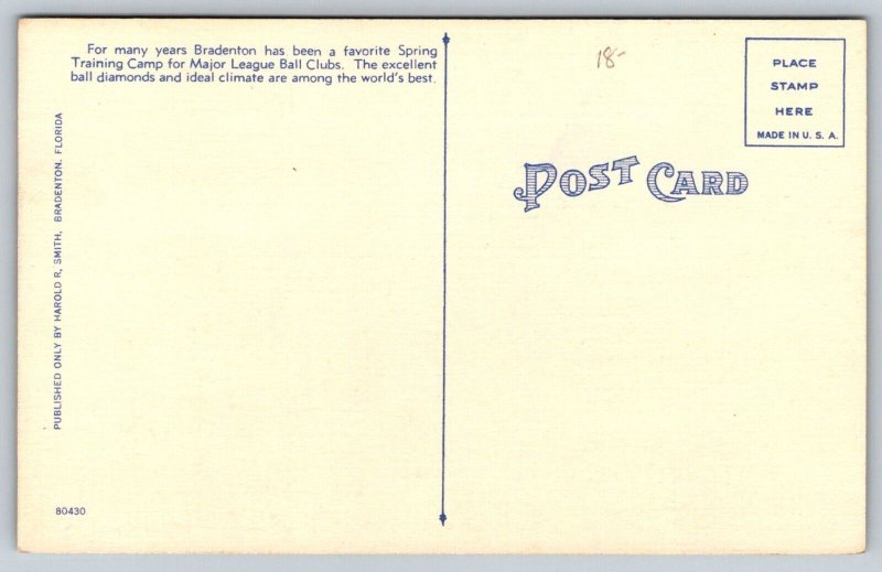 Bradenton Major League Baseball Ball Park  Florida  Postcard