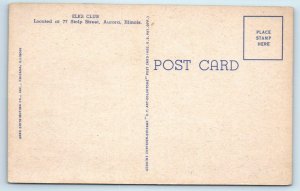 AURORA, Illinois IL ~ Fraternal ELKS CLUB c1940s Linen Postcard