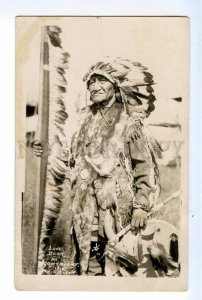 496960 USA 1910 year American Indians chief Lone Bear Vintage photo postcard