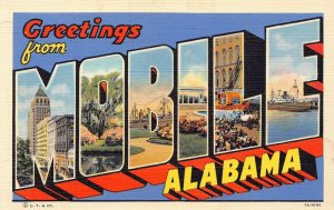LP51 Mobile Large Letters  Alabama Postcard 