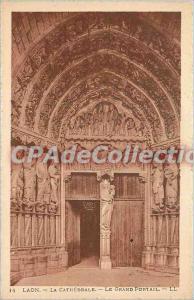 Old Postcard Laon The Cathedral the Grand Portal