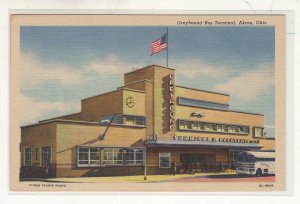 P3287 vintage postcard greyhound bus terminal bus people akron ohio