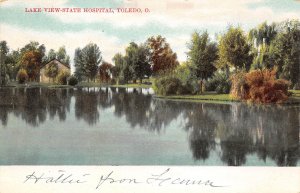 Toledo Ohio Lake View, State Hospital, Color Lithograph Vintage Postcard U11836