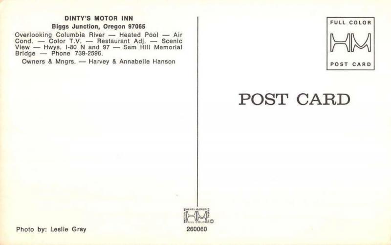 Biggs Junction Oregon Dintys Motor Inn Multiview Vintage Postcard K57468