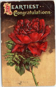 Heartiest Congratulations - rose   postcard 1911