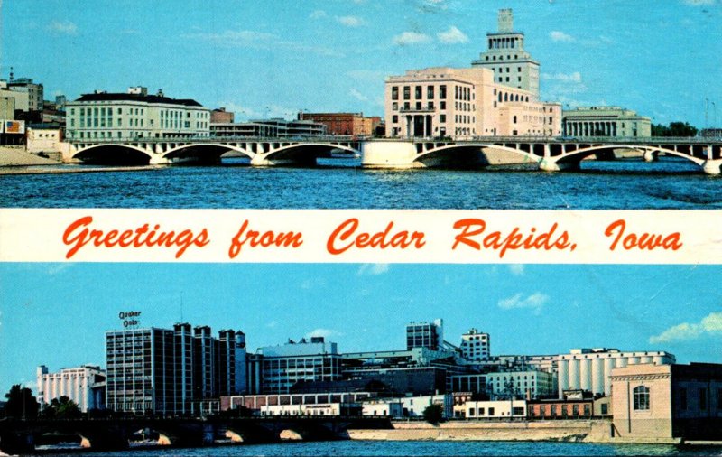 Iowa Greetings From Cedar Rapids Split View 1979