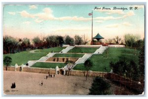 1908 US Flag Fort Green Entrance Brooklyn New York NY Antique Postcard 