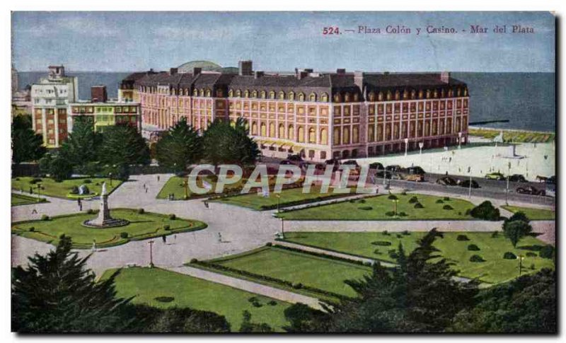 Postcard Old Casino Plaza Colon y Mar del Plata, Argentina