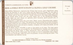 Bide-A-While Restaurant Olinda Golf Course Victoria Australia Adv Postcard H59