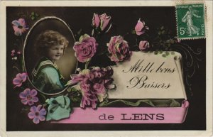 CPA Mille bons Baisers de LENS (44184)