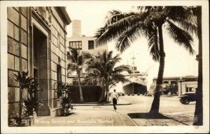 Honolulu Hawaii HI Bishop Street Real Photo Vintage Postcard
